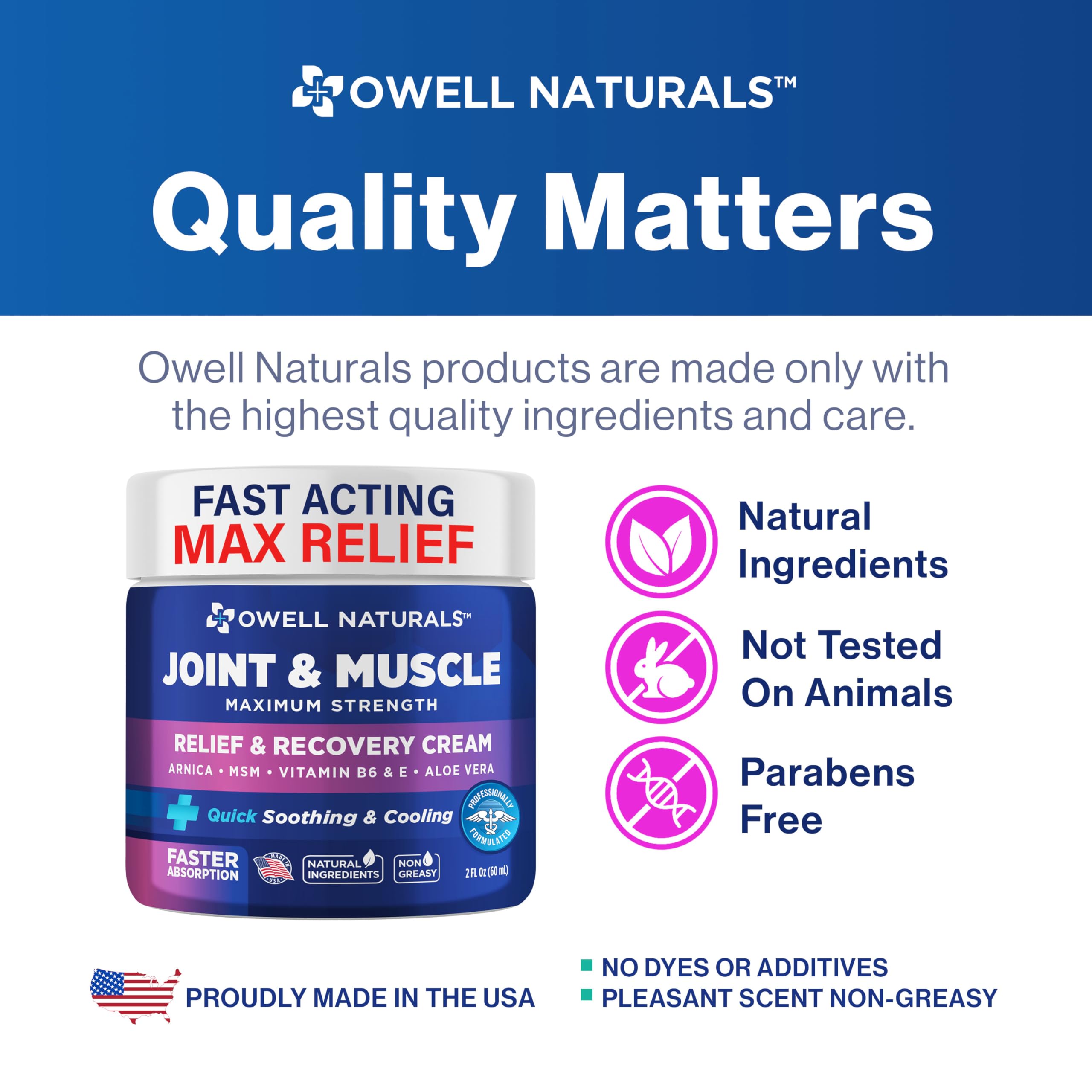 Natural menthol and camphor blend in OWELL Naturals Joint Cream for refreshing relief