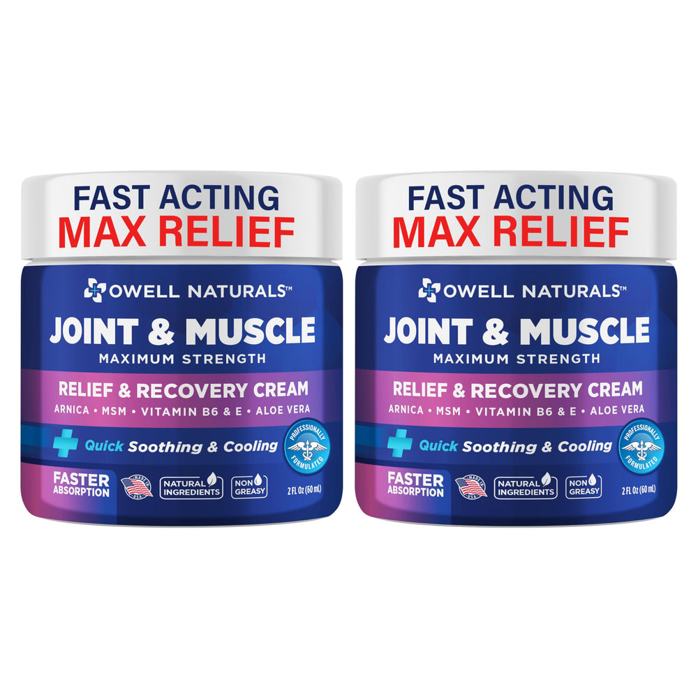 OWELL Naturals Joint Cream two-pack shown in a box for convenient use