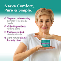 OWELL NATURALS Neuropathy Healing Balm being applied on a foot demonstrates quick comfort and hydration.