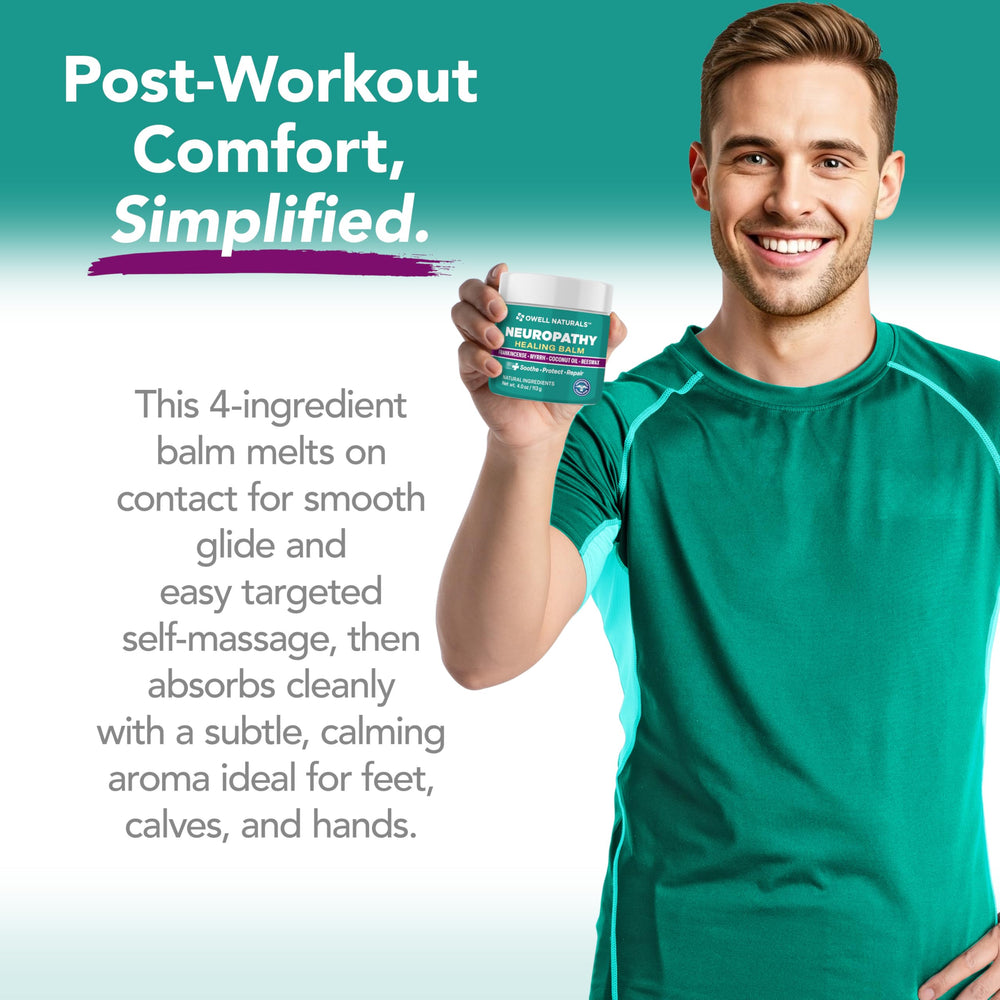 OWELL NATURALS Neuropathy Healing Balm blends frankincense and myrrh with a soothing aroma.