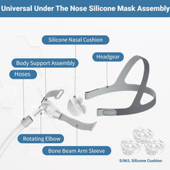 OWILIWO P10 headgear and tube shown for secure, adjustable wear