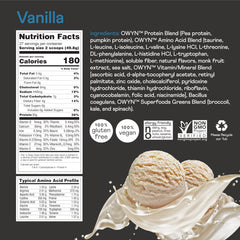 OWYN Pro Elite Vanilla served in glass for versatile shakes