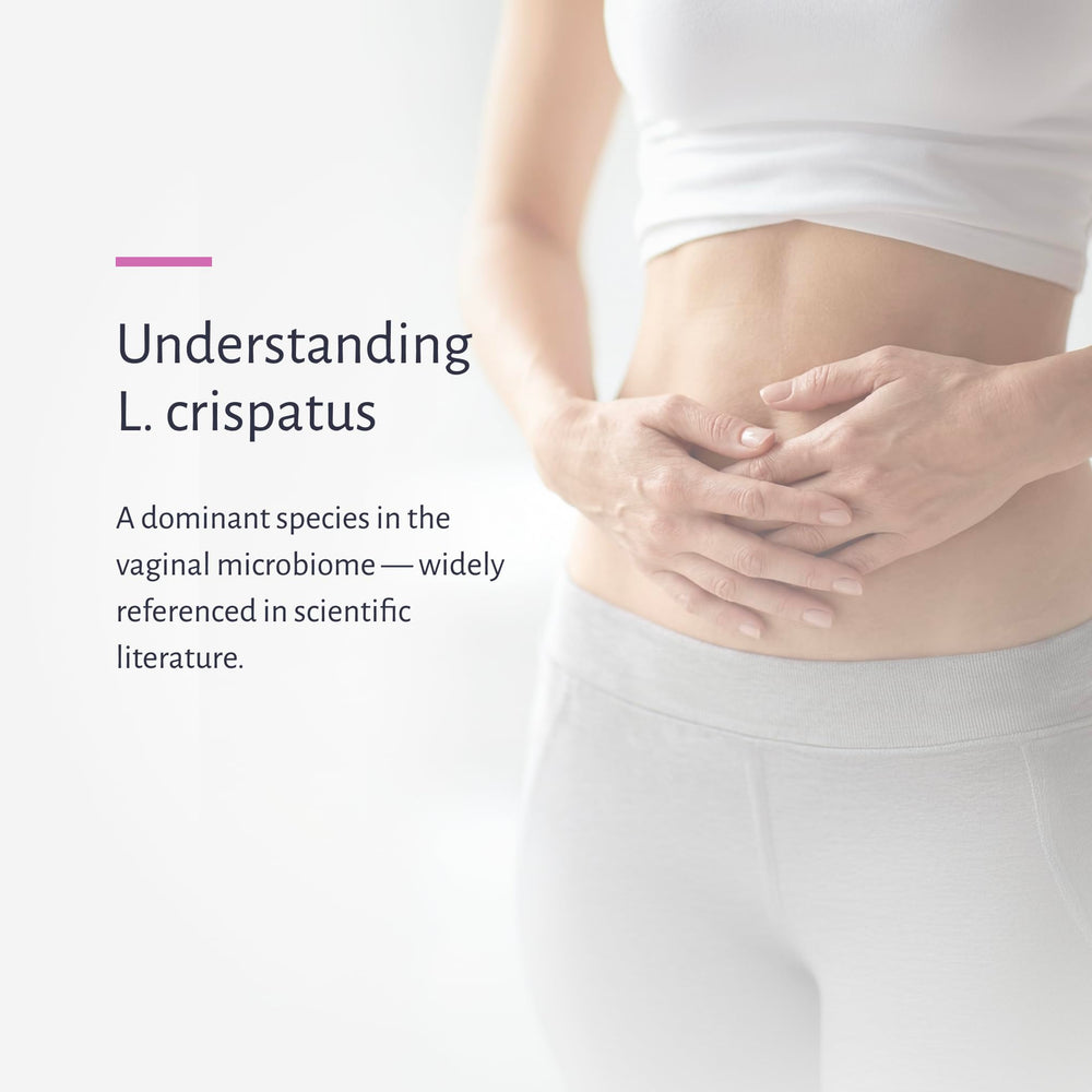 oxiceutics MyCrispatus capsules for daily gut and vaginal microbiome support.