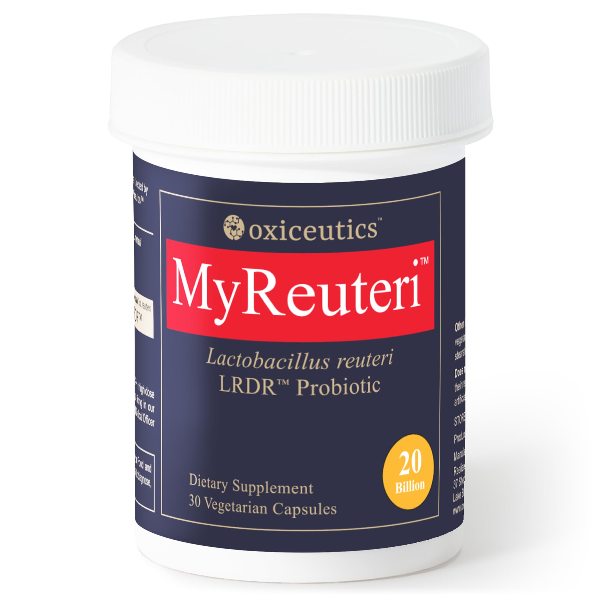 Oxiceutics MyReuteri 20B bottle front for daily probiotic use