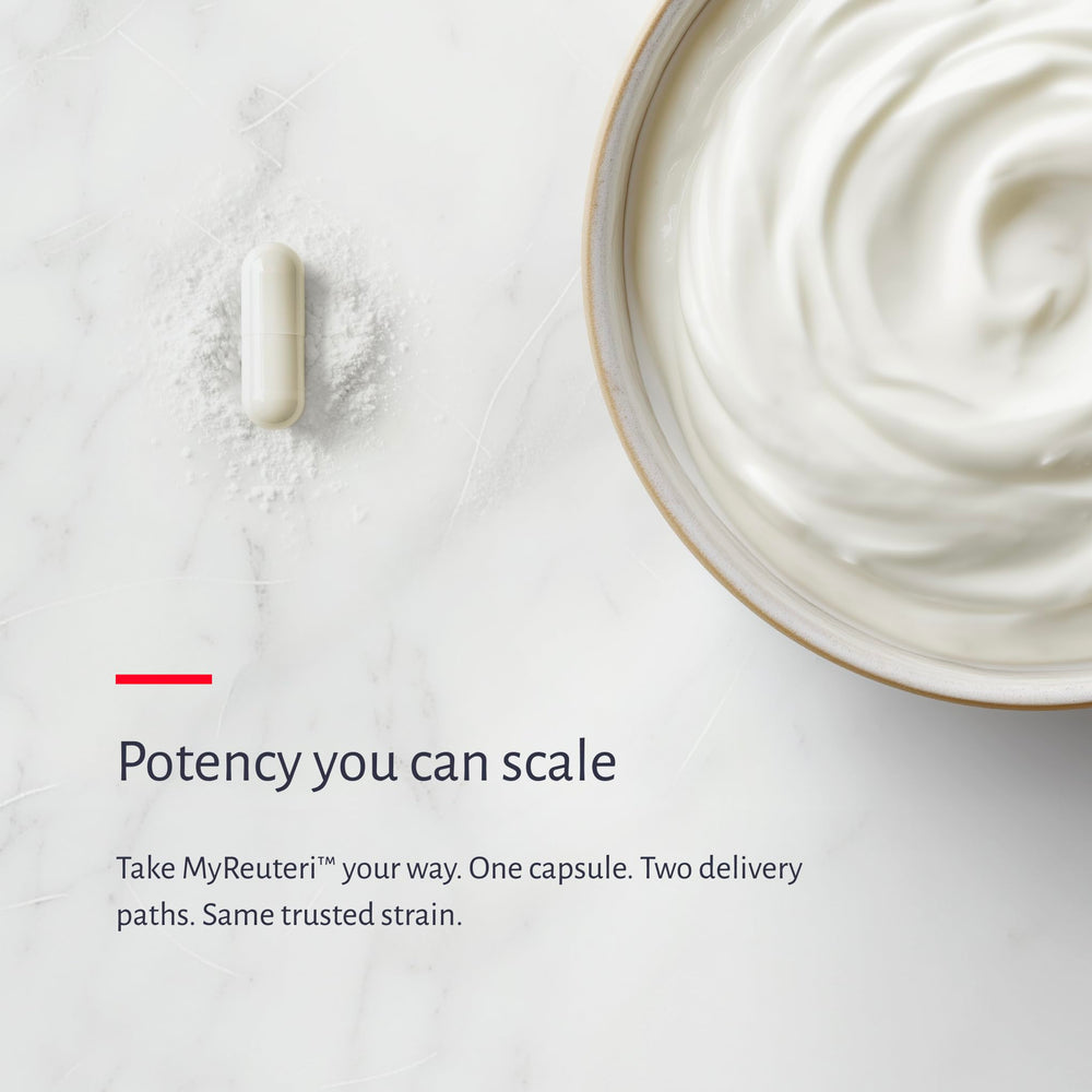 Oxiceutics MyReuteri packaging open reveals easy-to-use probiotic routine.