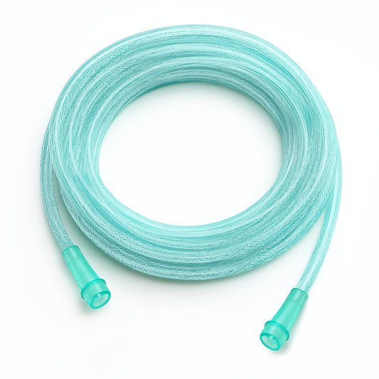OXISURETECH oxygen tubing 50ft, coiled for extended mobility and steady airflow.