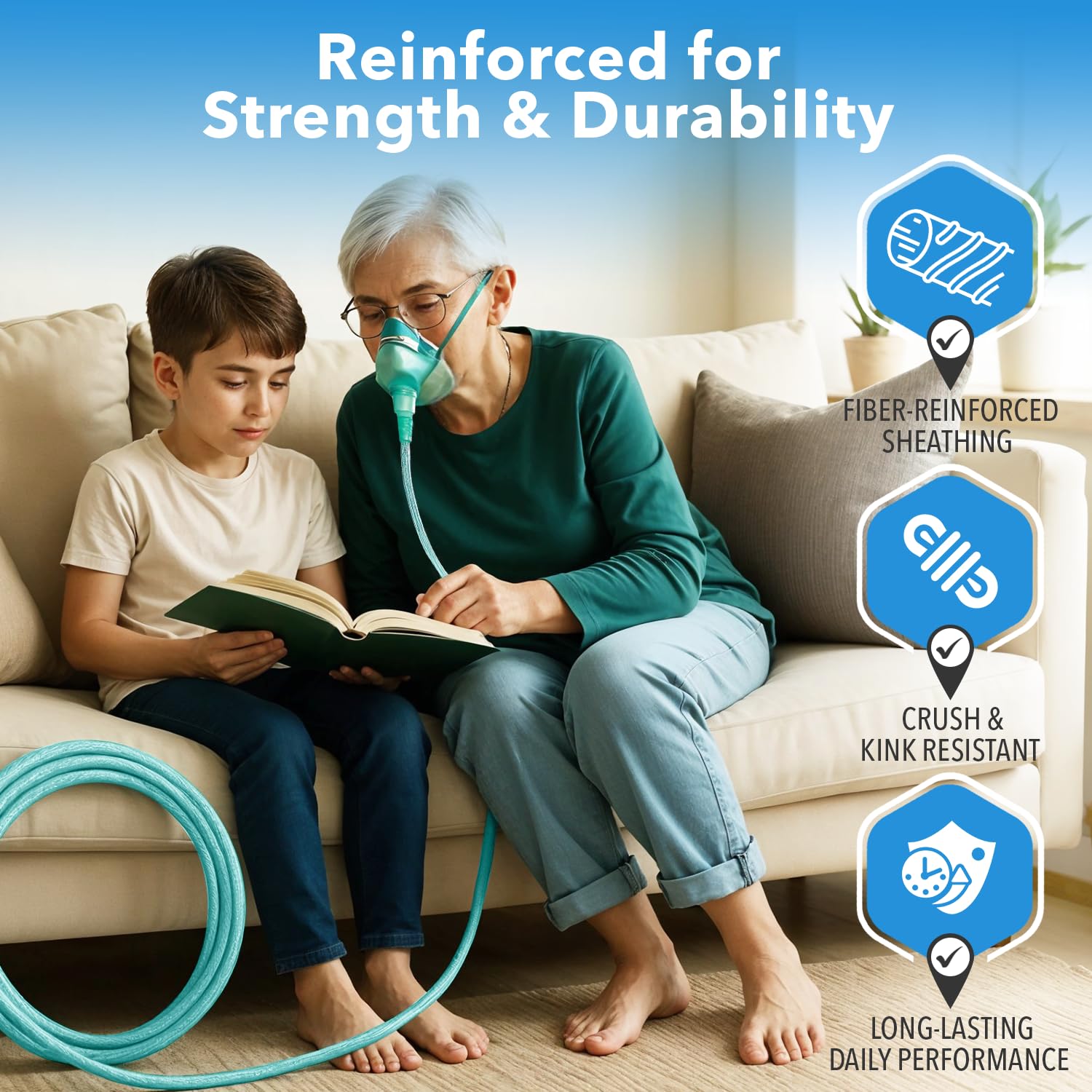 OXISURETECH swivel connector reduces tangling during movement.