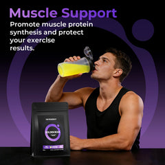 Close-up of OxyEnergy BCAA ingredients and ratio highlights