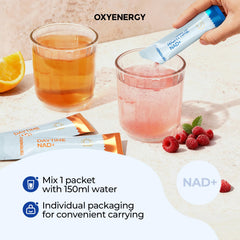 OxyEnergy orange flavor sachet ready to mix in water
