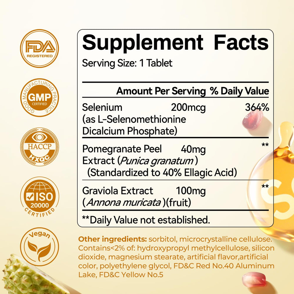 Close-up of OxyEnergy selenium tablets for easy daily intake