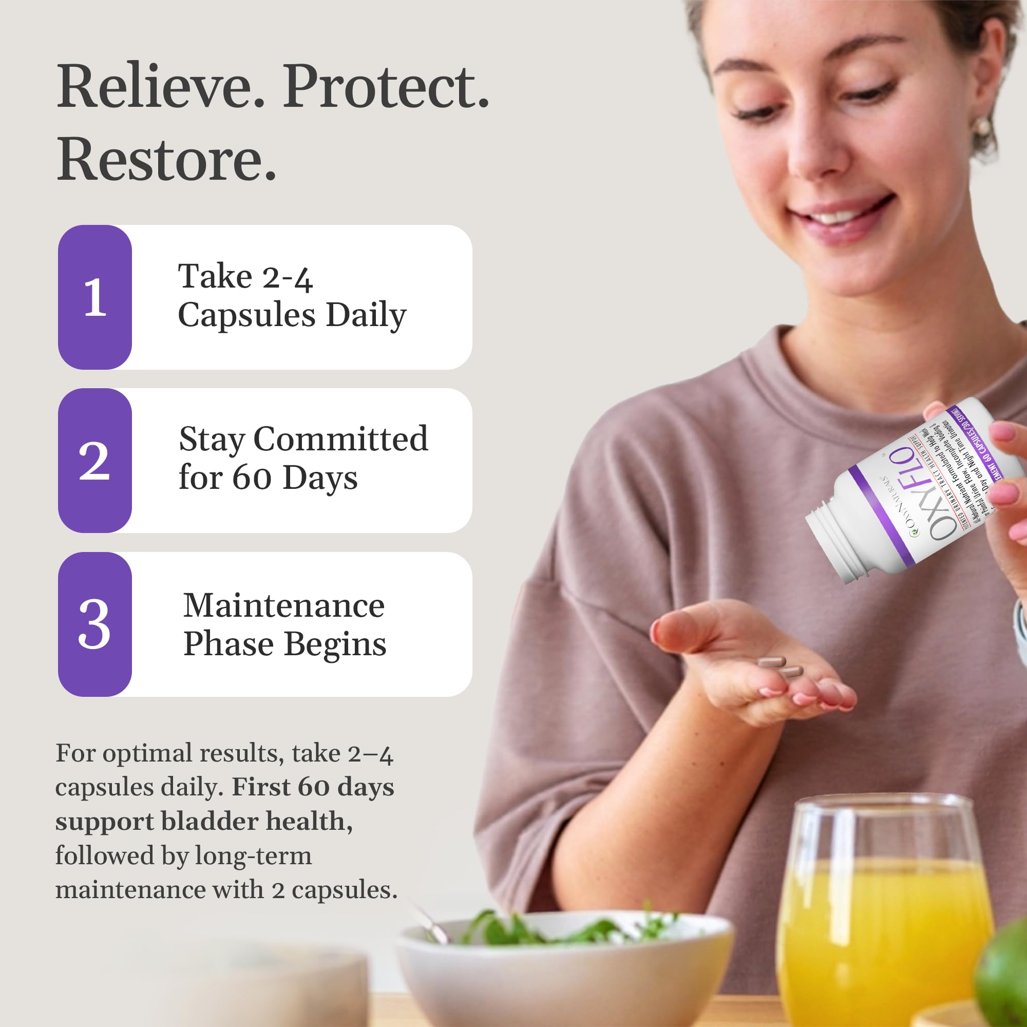 OxyFlo packaging emphasizes award-winning credentials in healthy aging.