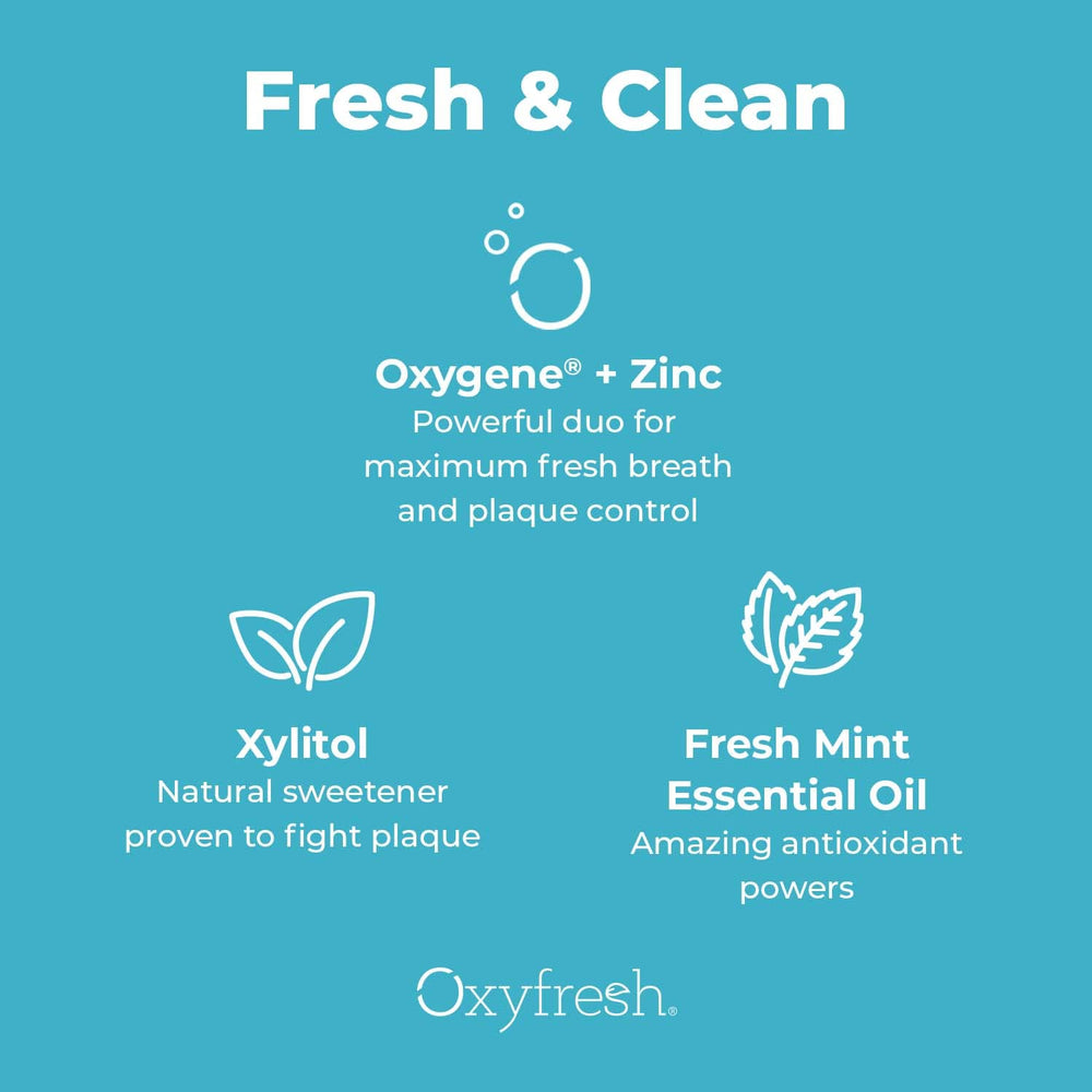Oxyfresh Pro Formula Fresh Mint in a tidy cabinet setup supports daily oral care.
