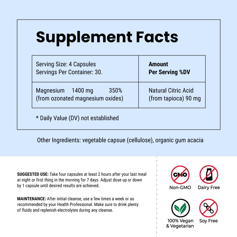 Super OxyFlush instruction card beside bottle detailing dosage and daily use.