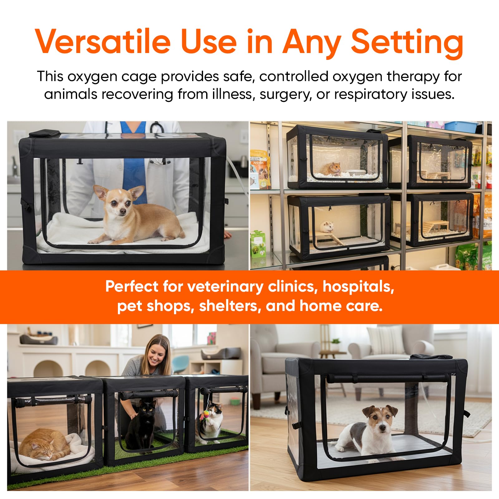 Oxygen cage pets for dogs and cats enables at-home therapy sessions