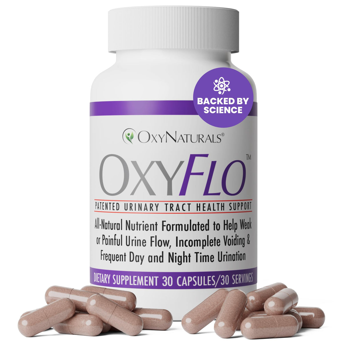 OxyNaturals OxyFlo bottle front for bladder health support and daily comfort