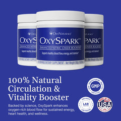 OxyNaturals OxySpark beet root powder emphasizes antioxidant-rich formula.