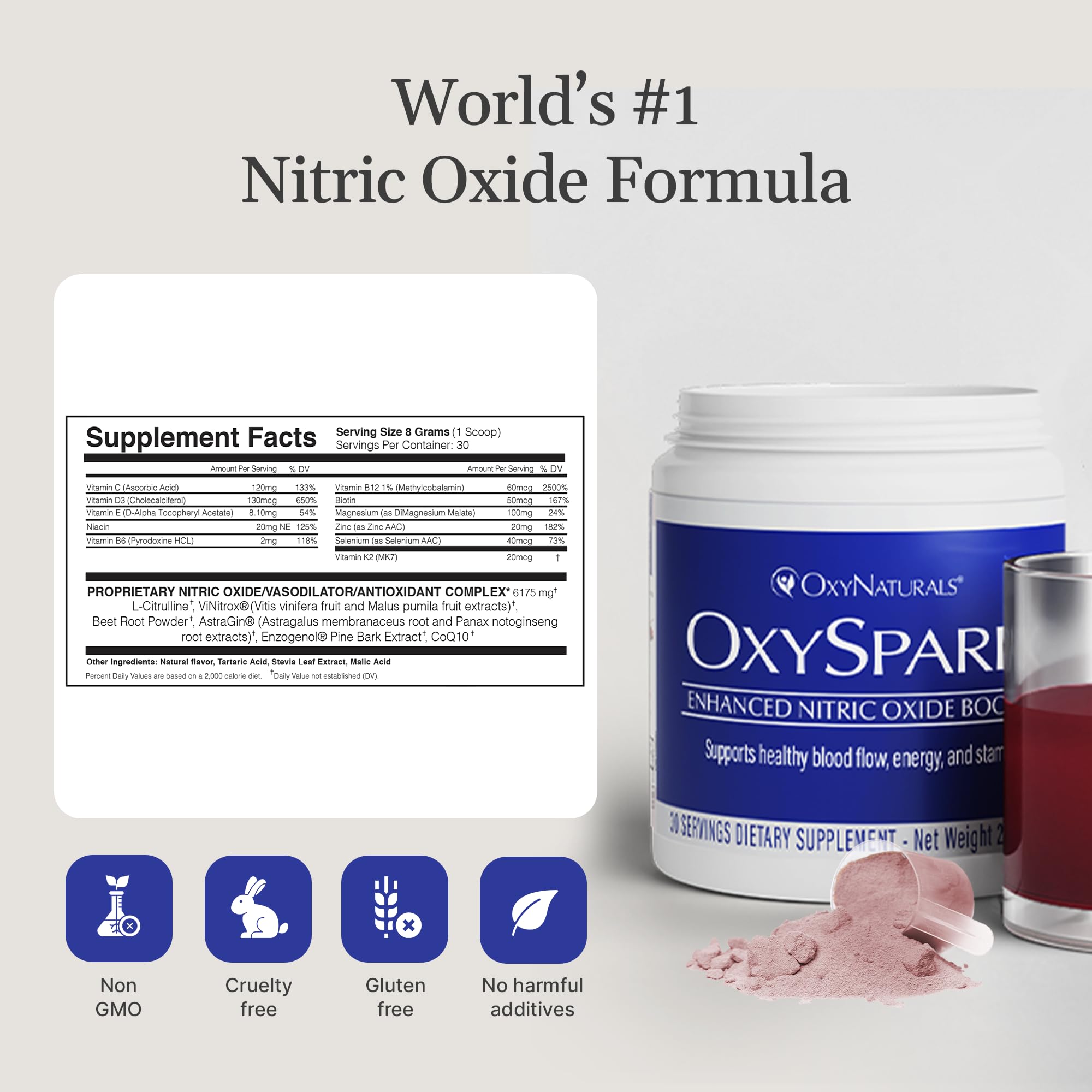 OxyNaturals OxySpark powder dissolving in water demonstrates quick mix.