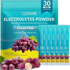 OZENKE electrolyte packet in a water glass for quick hydration after exercise.
