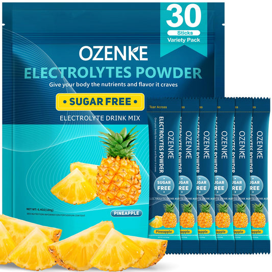 OZENKE pineapple electrolyte stick packet supports post-workout hydration.