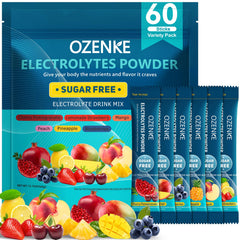 OZENKE 60 sticks sugar-free hydration packets for quick hydration during workouts.