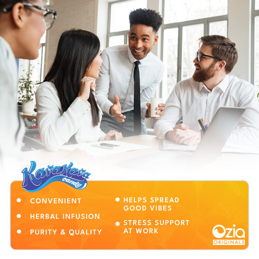 Ozia Originals Kava Candy ginger-mint pack aids relaxation with a refreshing bite.