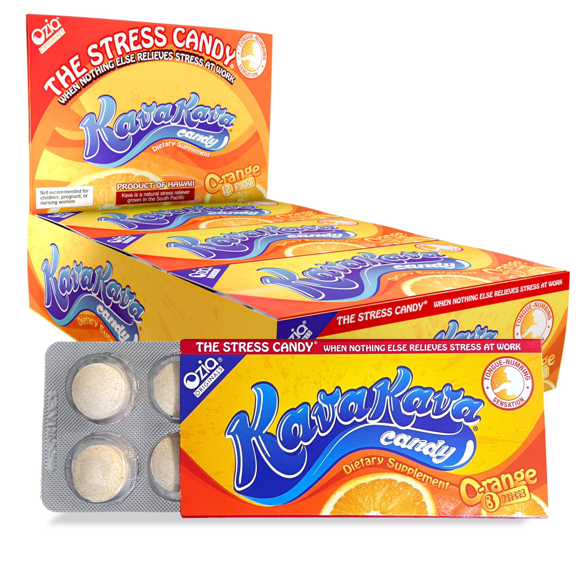 Ozia Originals Kava Candy orange pack for on-the-go calm and mood support.