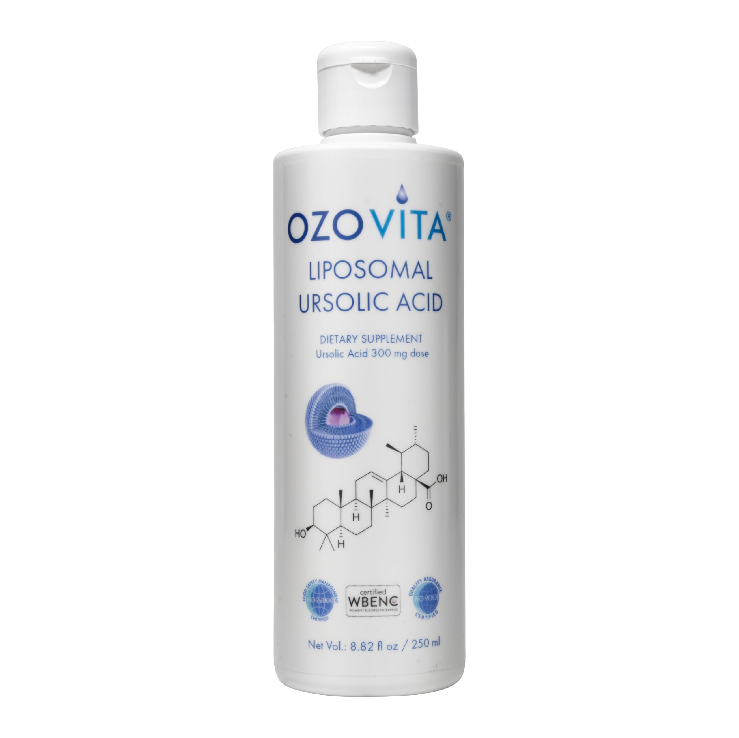 OZOVITA liposomal ursolic acid bottle front view showcasing premium packaging and brand