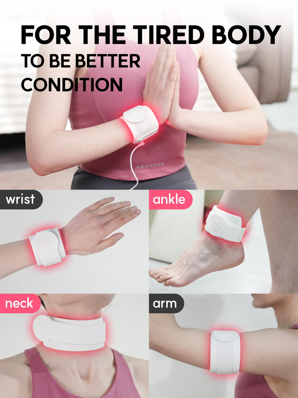 P PEACH TECH Salus neck area shows dual-chip LED for targeted comfort.
