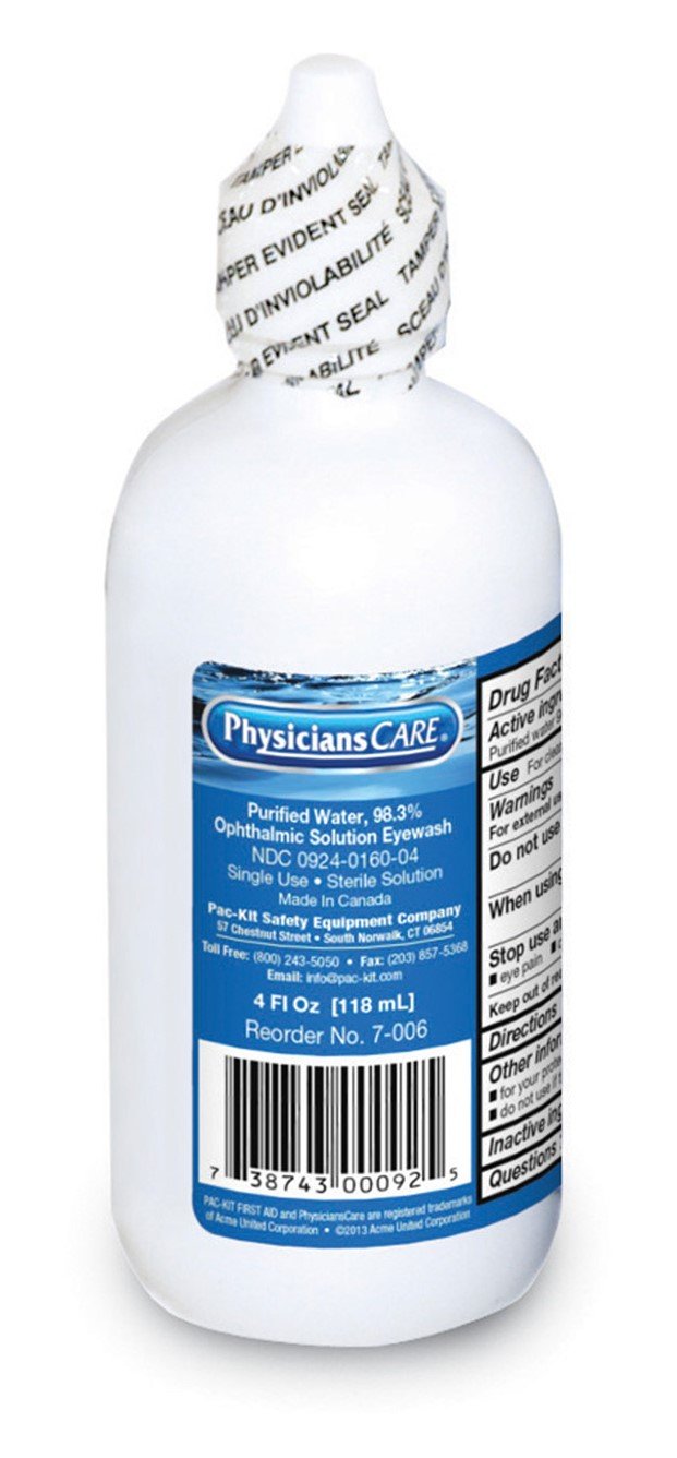 Pac-Kit PhysiciansCare eye wash bottle nozzle for targeted rinsing and easy application.