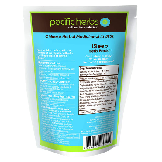 iSleep granules dissolving in warm water for a soothing bedtime tea