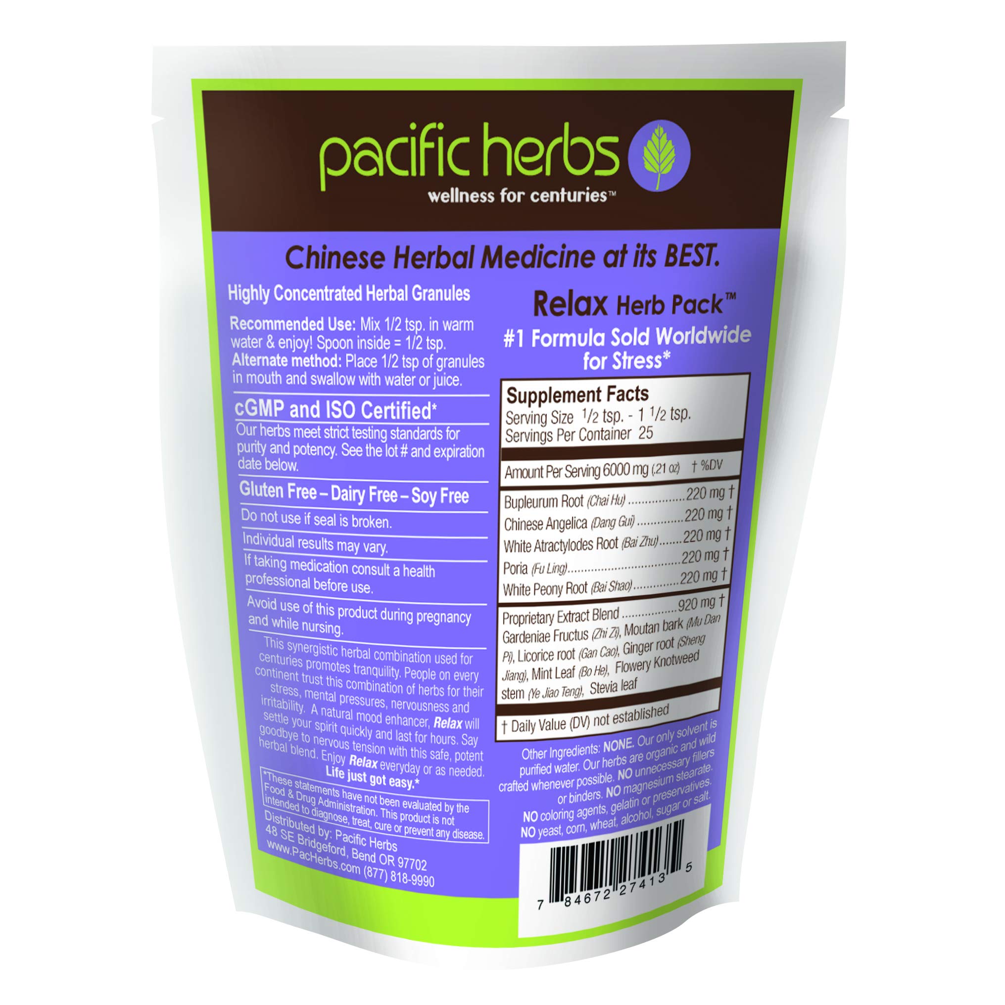 Pacific Herbs Relax Pack granules easy to mix for serenity