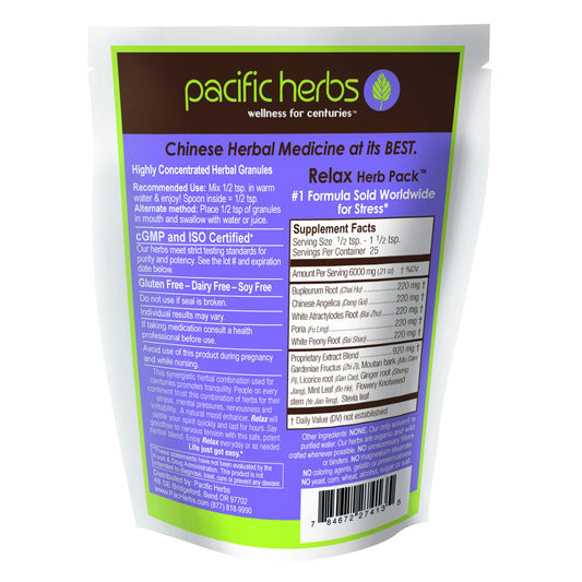 Pacific Herbs Relax Pack granules easy to mix for serenity