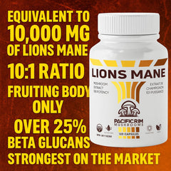 Lions Mane capsules pour demonstrates easy daily supplementation.