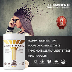 Pacific Rim Lions Mane powder added to tea to support daily focus.