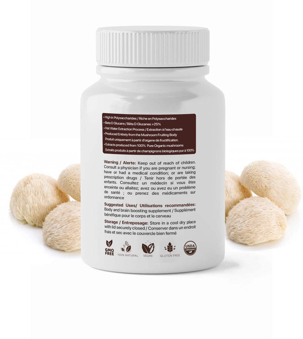 Polysaccharides content chart shows 40% polysaccharides and 25% beta-glucans.
