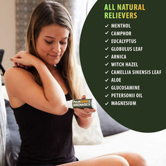 Pain Grenade roll-on gel moisturizes skin with aloe while delivering relief.