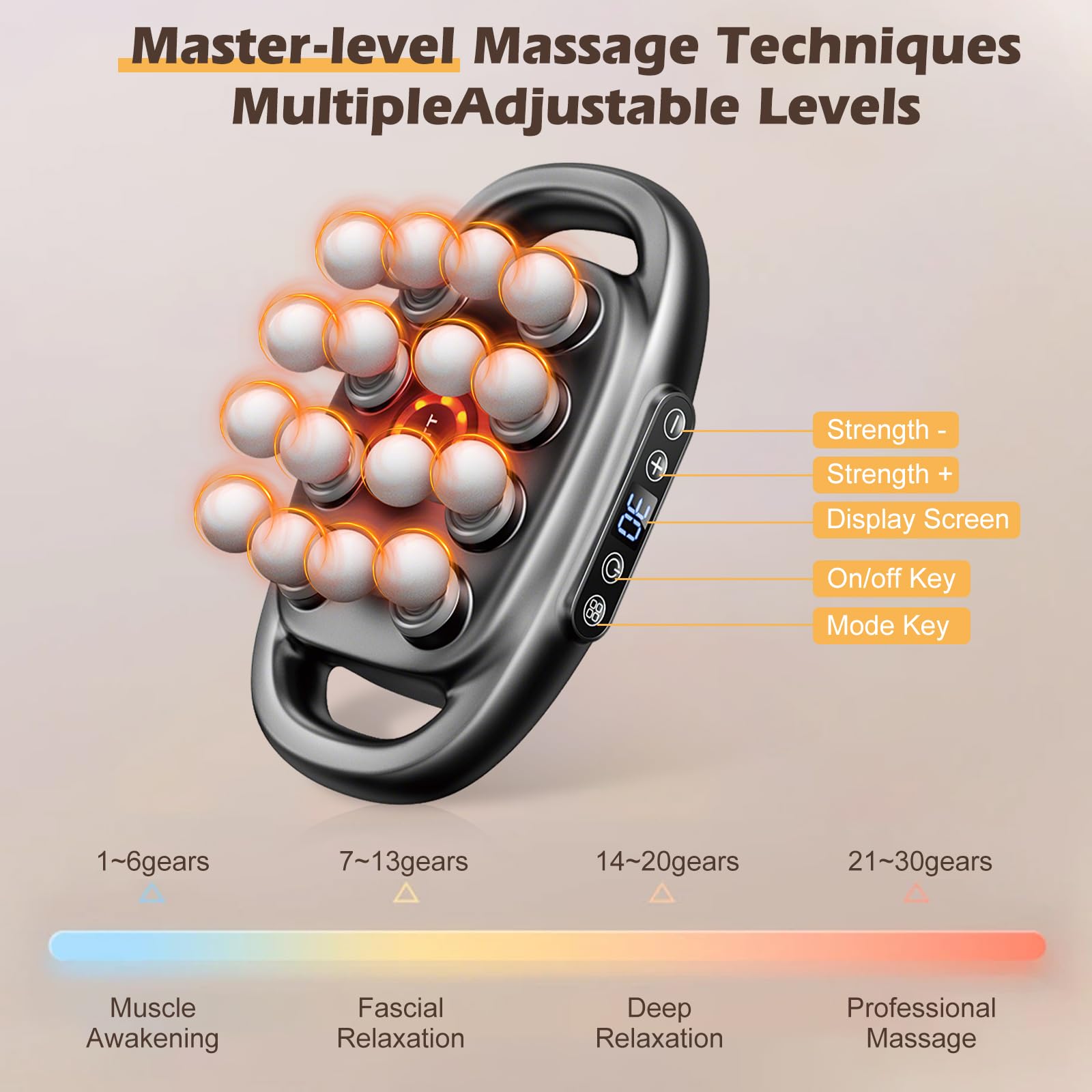 PakaLife black-colored massage gun showing sleek ergonomics