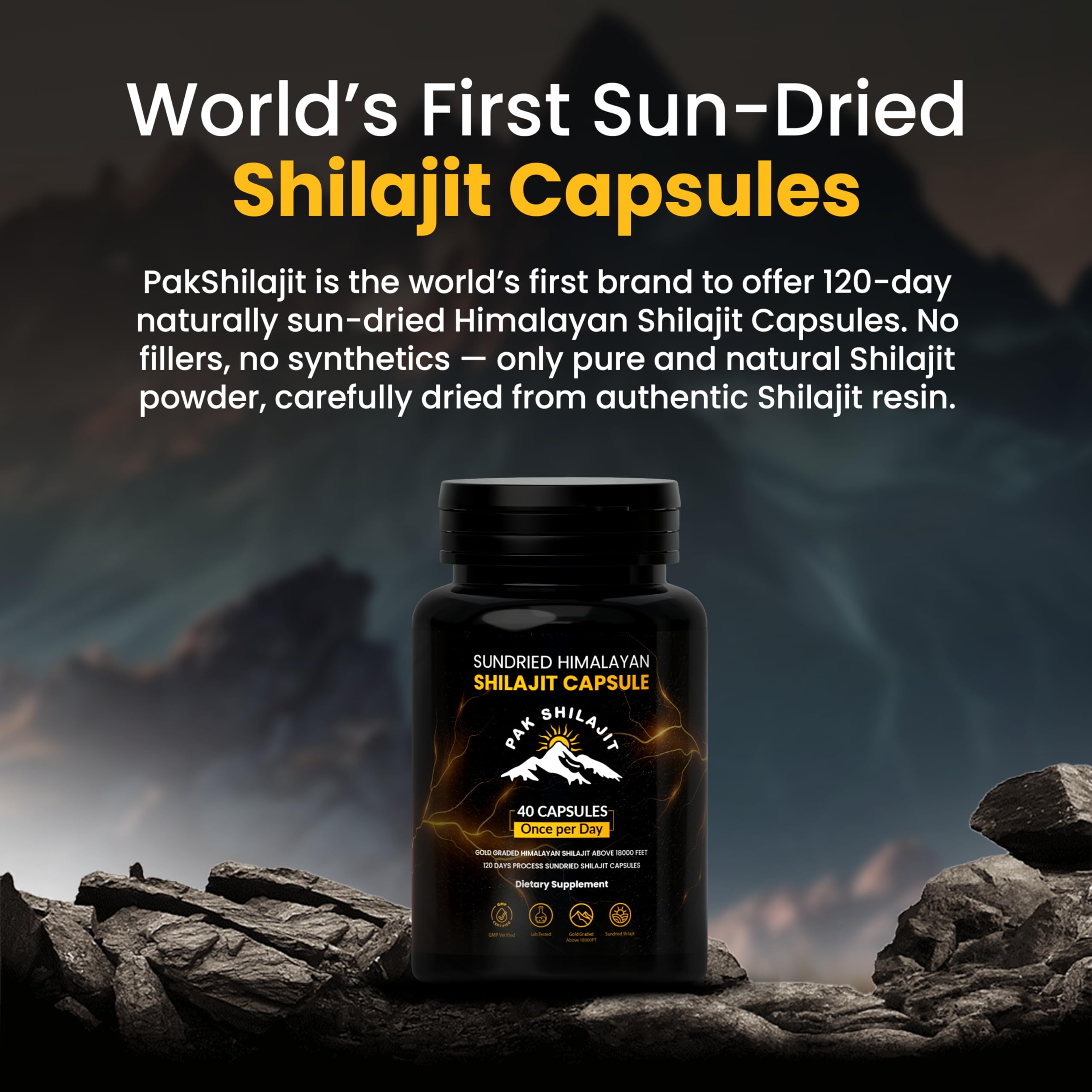 PakShilajit gold-grade Himalayan resin close-up shows rich mineral profile