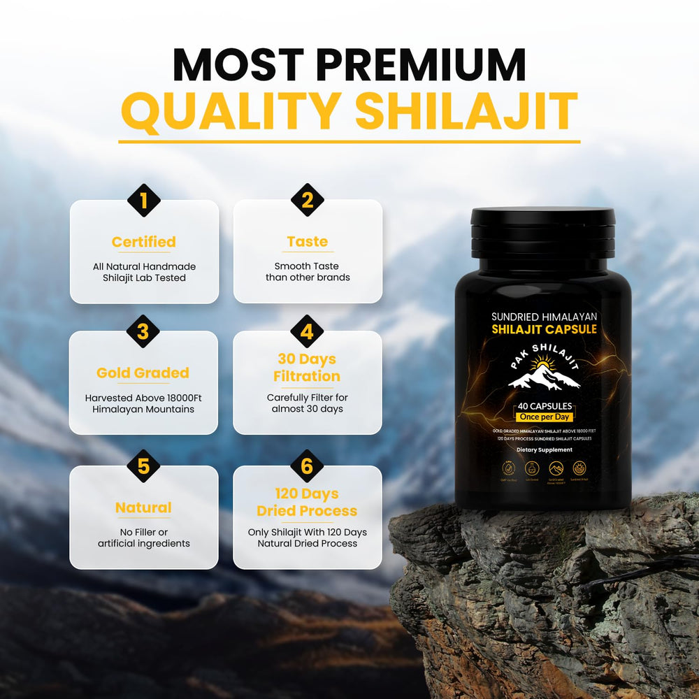 PakShilajit packaging label demonstrates organic quality and gold-grade status