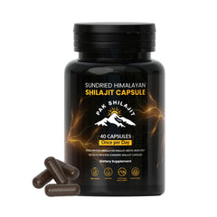 PakShilajit sun-dried capsules packaging emphasizes pure resin for daily use