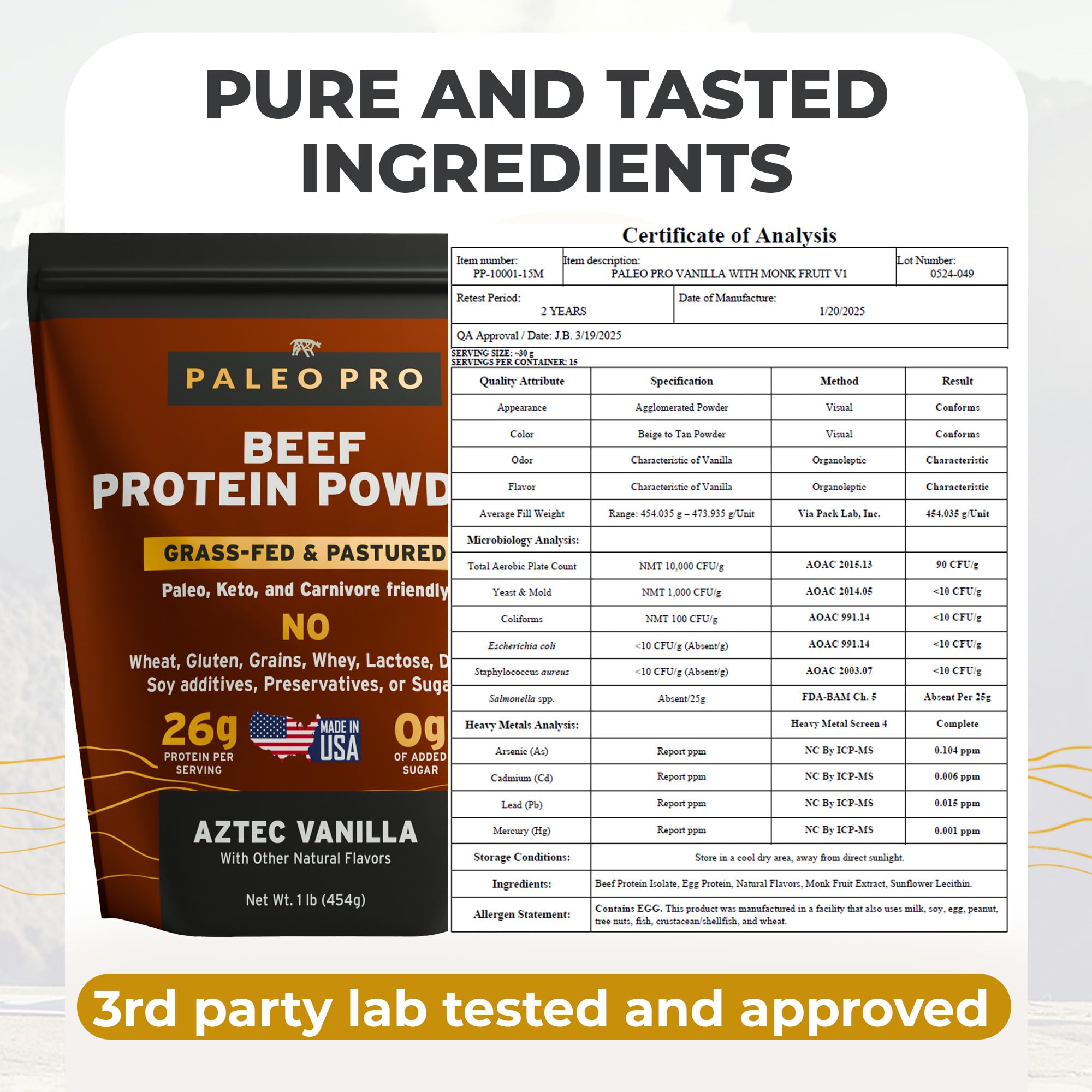 Paleo Pro canister of grass-fed beef protein for quick post-workout recovery
