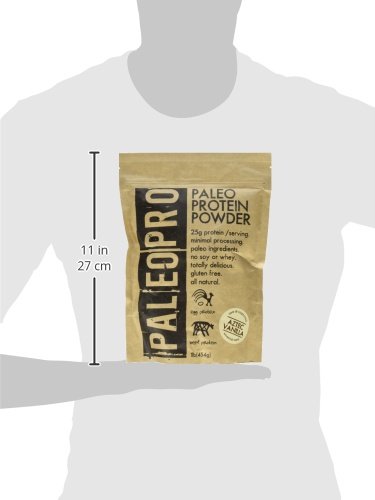Vanilla flavored Paleo Pro powder with a measuring scoop