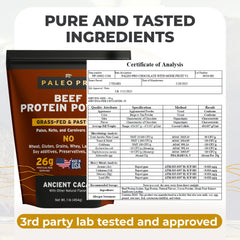 Paleo Pro beef protein powder scoop demonstrates easy mixability