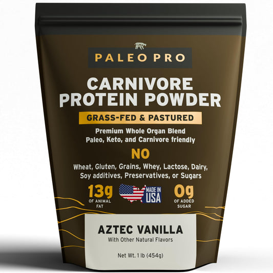 Paleo Pro Carnivore Complete Aztec Vanilla powder pouch for keto-friendly shakes
