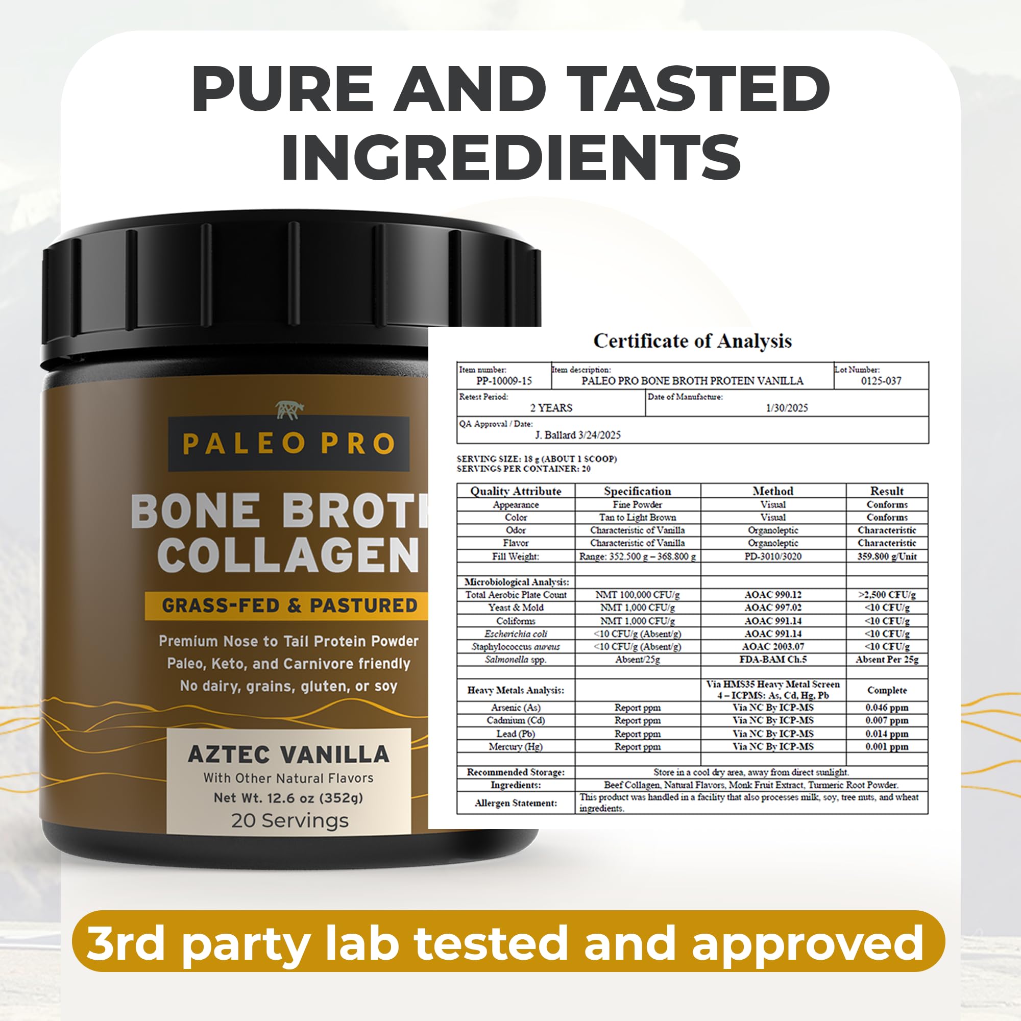 Paleo Pro turmeric-infused collagen bottle highlighting joint and skin support.