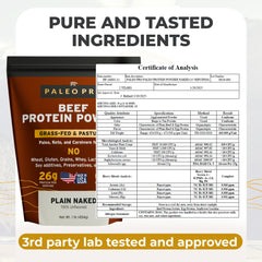 PaleoPro powder scoop in a shaker highlighting easy mixing for smoothies.