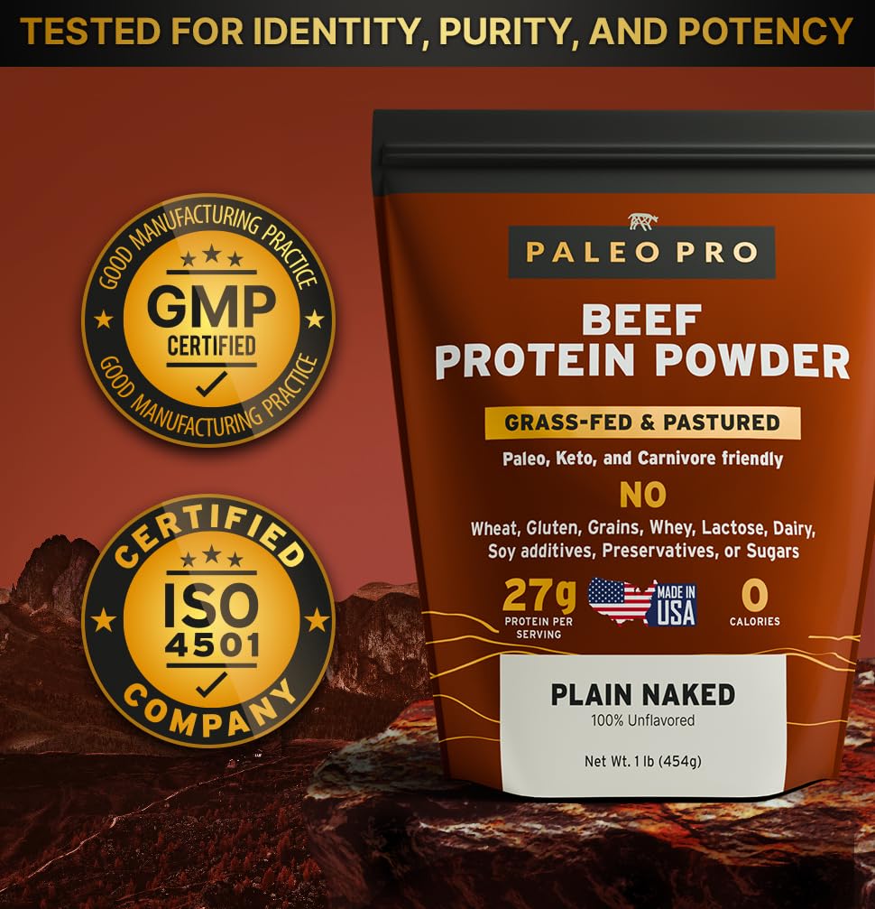 PaleoPro protein powder poured into water demonstrating fast, clean protein boost.