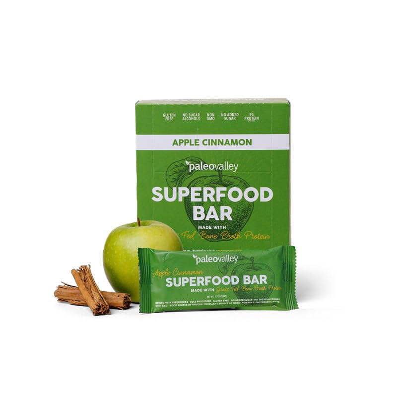 Paleovalley Apple Cinnamon Bars front view, grab-and-go nourishment.