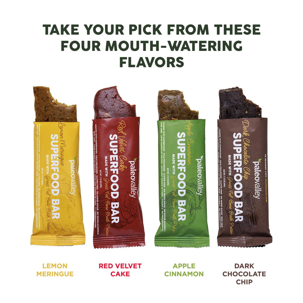 Paleovalley Apple Cinnamon Bars nutrition panel, shows 9g protein per bar.