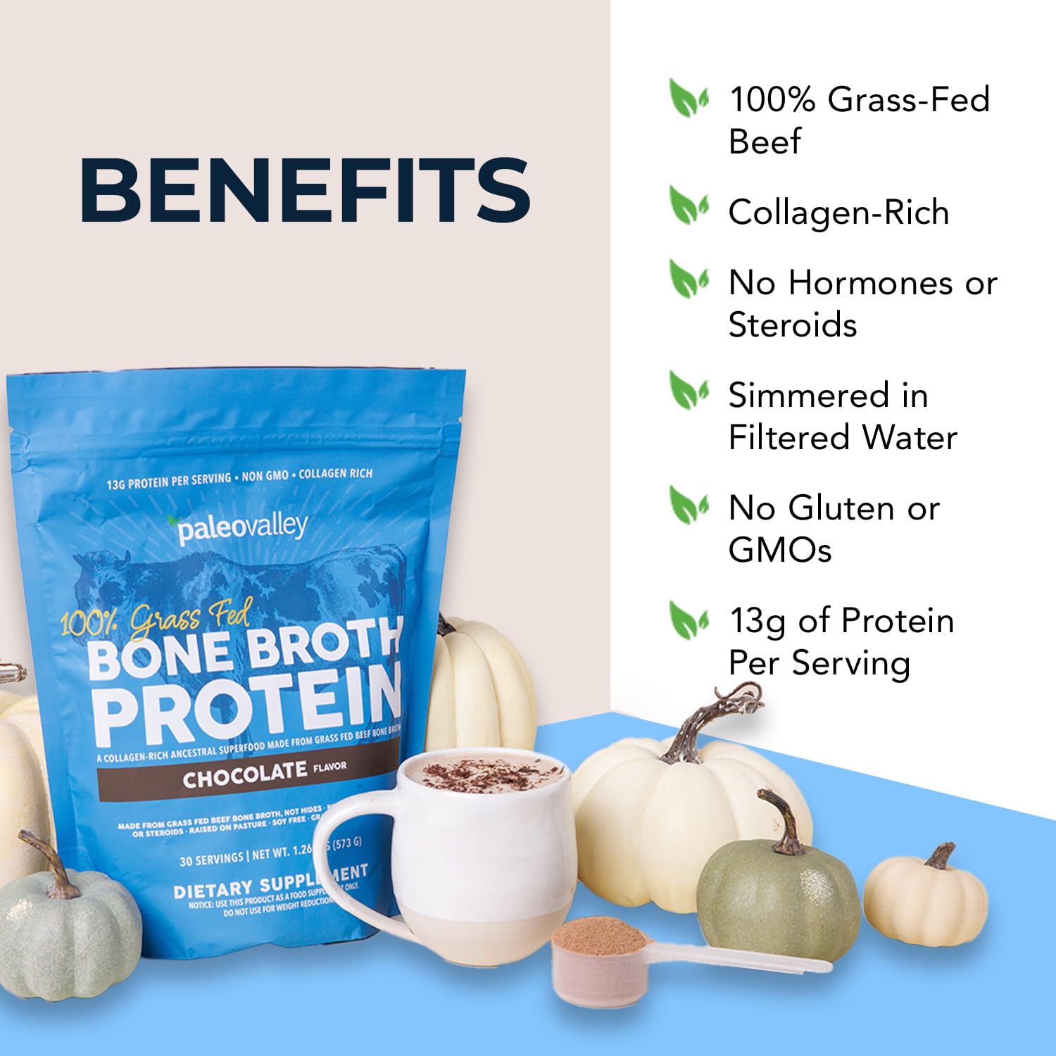 Paleovalley bone broth powder stirred into coffee for versatile morning use.